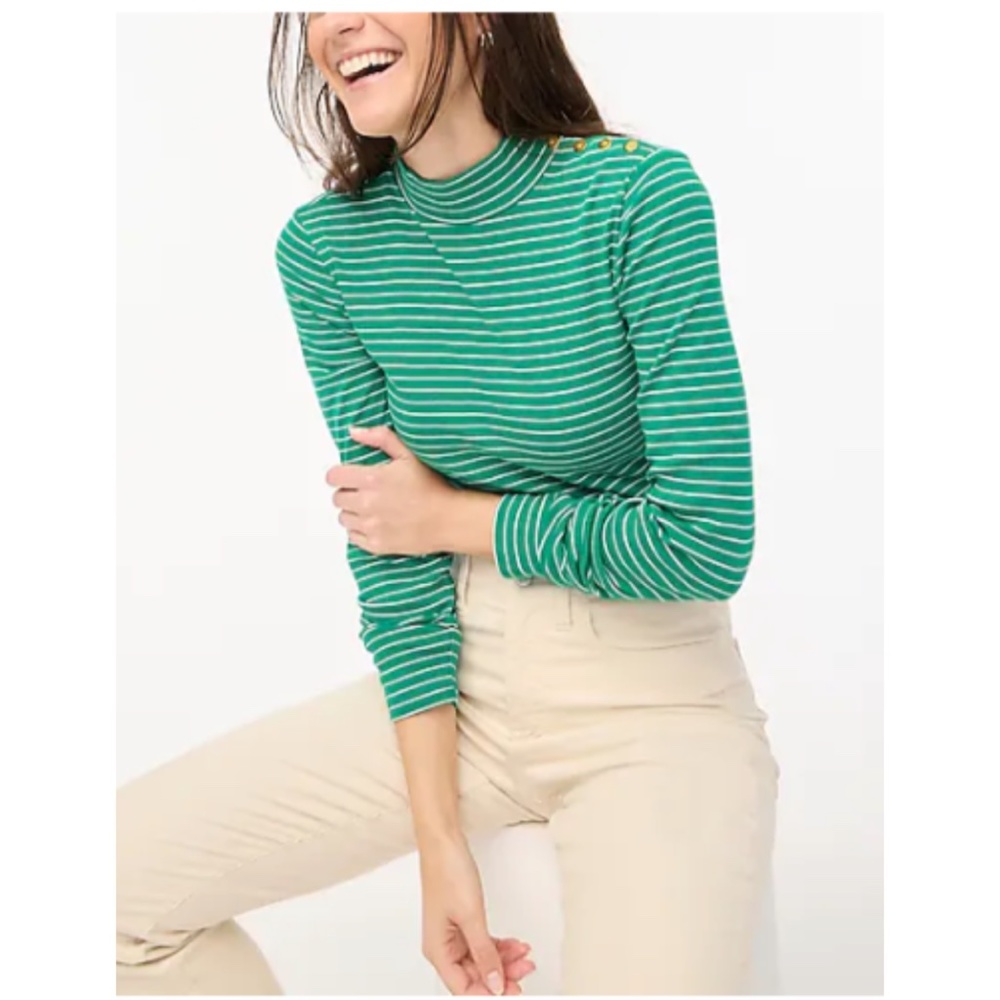 New J.Crew Striped Mockneck Ribbed Top